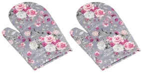 Mănușă de bucătărie Bellatex Floare roz, 28 x 18 cm, 2 buc