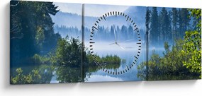 Tablou cu lac montan (cu ceas) (90x30 cm)