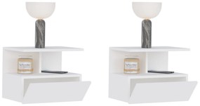 Set 2 Noptiere suspendate Kabi, 1 Usa, Alb, 45 x 30 x 34 cm