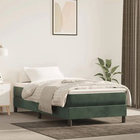 3120757 vidaXL Cadru de pat, verde închis, 100x200 cm, catifea