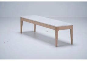 Masuta de cafea, natur, din lemn de stejar si marmura, aspect rustic, Ernest