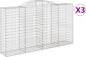 vidaXL Coșuri gabion arcuite 3 buc, 300x50x160/180 cm, fier galvanizat
