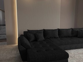 Colțar extensibil dumonde cu ladă de depozitare si sezut confortabil din spuma high-density, Loana XL Enjoy Negru 335x185 cm