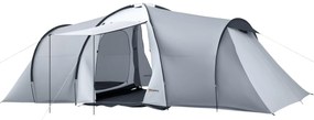 Outsunny Cort Camping 4-5 Persoane 2 Camere Familie Impermeabil Baldachin 590x245x193cm Gri | Aosom Romania