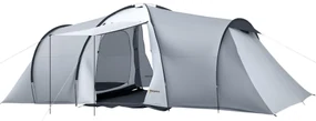 Outsunny Cort Camping 4-5 Persoane 2 Camere Familie Impermeabil Baldachin 590x245x193cm Gri | Aosom Romania