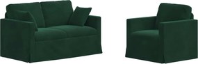vidaXL Set de canapea 2 pcs Verde închis 138 x 78 x 80 cm Catifea
