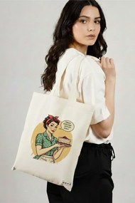 Sacosa de Panza pentru Cumparaturi, Geanta Tote, model Fresh sarcasm served daily 38 x 34.5 cm, Alba, BEKZ®