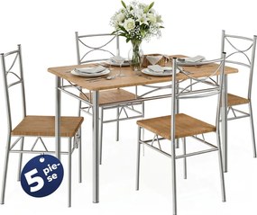 Set de mese de dining PAUL, 5 bucăți, maro natural Casaria