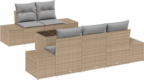 vidaXL Set de canapele pentru grădină 6 pcs Bej și gri poliratan