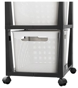 Etajeră pe roți albă/neagră din plastic 30x77 cm Brisen - Rotho