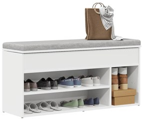 vidaXL Bancă de pantofi, alb, 102x30,5x45 cm, lemn prelucrat