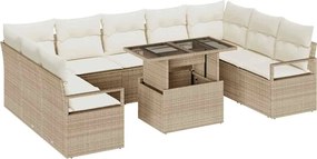 vidaXL Set de canapele pentru grădină 10 pcs Bej Rattan poli