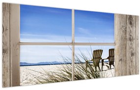 Tablou - Fereastră cu vedere la plajă (120x50 cm)