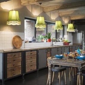 Set de 4 lămpi suspendate retro verzi 45 cm - Granny