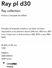 Plafoniera LED pentru baie IP44 Ray pl d30 neagra