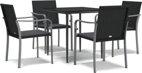 vidaXL Set mobilier de grădină cu perne, 5 piese, poliratan și oțel