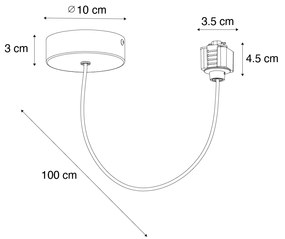 Alimentator pentru lampă suspendată cu placă de montaj rotundă pentru șină monofazată negru - Iconic