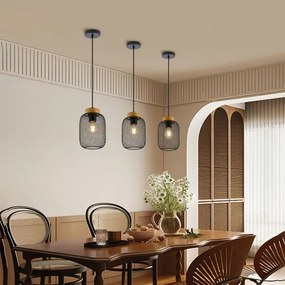 Brilagi - Lampă suspendată pe cablu BASKLITE 1xE27/15W/230V lemn de cauciuc/negru