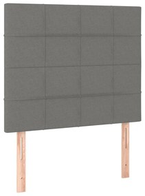 Pat box spring cu saltea, gri inchis, 90x200 cm, textil Morke gra, 90 x 200 cm, Cu blocuri patrate