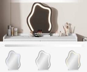 SEA490 - Set Masa toaleta, 100 cm cosmetica machiaj, oglinda cu LED, masuta vanity - Alb