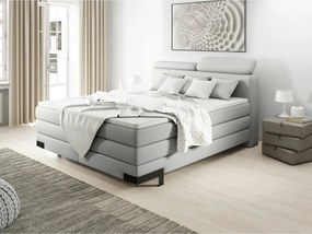 Pat boxspring KANO 160x200, stofa catifelata albastru - Palladium 14,