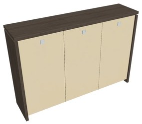 Dulap mediu pentru haine Verno 188 x 46 x 130 cm, uși de sticlă, stejar antracit / vanilie