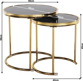 Set 2 mese de cafea, auriu crom auriu / negru, MORINO