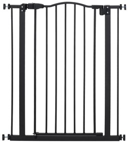 PawHut Barieră de securitate pentru câini extensibilă 74-80 cm închidere automată fixare cu presiune fără găurire negru | Aosom Romania