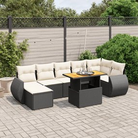 3275821 vidaXL Set mobilier de grădină cu perne, 8 piese, negru, poliratan