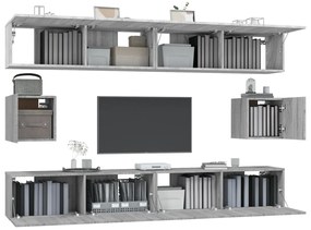 Set dulapuri TV, 6 piese, gri sonoma, lemn prelucrat 6, sonoma gri, 100 x 30 x 30 cm