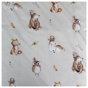 Lenjerie de pat pentru copii bej din bumbac pentru pătuț 100x135 cm Animals "Woodland" – Jerry Fabrics