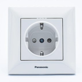Priza simpla cu impamantare si protectie copil Arkedia Pansonic, ST, alba