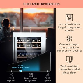 Klarstein Vinsider 36 Quartz Edition, frigider pentru vin, 2 zone de răcire, 5-22 °C, 85 l