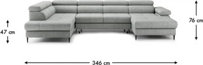 Colțar lemn masiv Cordoba III extensibil, 346 × 203 × 76 cm - Stânga