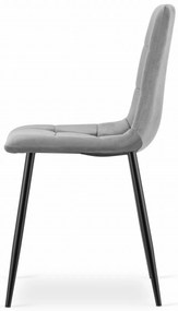 Scaun catifea gri deschis KARA cu picioare negre