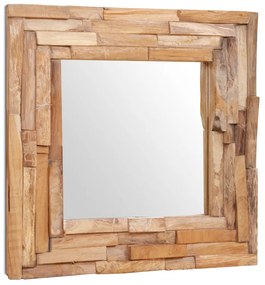 244562 vidaXL Oglindă decorativă din lemn de tec, 60 x 60 cm, pătrat