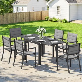 Outsunny masă pentru grădină cu scaune, set masă și scaune pentru grădină, masă și scaune pentru exterior, set de dining pentru grădină, masă extensibilă pentru exterior, set masă și scaune din aluminiu | Aosom Romania