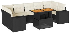 3327346 vidaXL Set mobilier de grădină cu perne, 8 piese, negru, poliratan