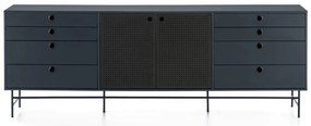 Comodă Teulat Punto, lungime 212 cm, negru-albastru