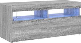 vidaXL Comodă TV cu lumini LED, gri sonoma, 90x35x40 cm