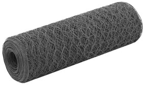 vidaXL Plasă de sârmă găini, gri, 25 x 0,5 m, oțel cu înveliș PVC