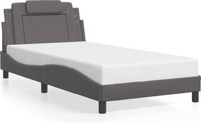 vidaXL Cadru de pat, Viana, fără saltea, gri, 100x200 cm, piele ecologică