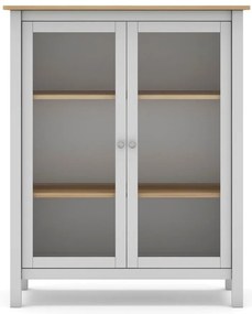 Vitrină alb/natural din lemn de pin 90x110 cm Misti – Marckeric