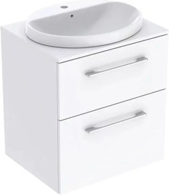 Set dulap baza suspendat Geberit Selnova Square alb lucios 2 sertare si lavoar 60 cm