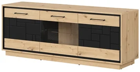 Masă TV/dulap Pont RTV2D1W (Stejar artisan + Negru mat). Promo -18%. 1063039