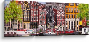 Tablou - Amsterdam, case de dans (cu ceas) (90x30 cm)