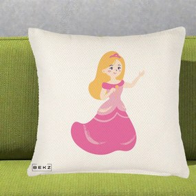 Perna Personalizata Printesa Roz cu Microfon, 40x40 cm, Crem Reliefat, Husa Detasabila, Perna Inclusa, BEKZ®