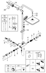 GROHE 26697001 - Sistem de duș VITALIO COMFORT 250, 250 × 250 mm, crom lucios