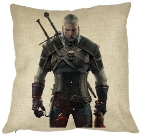 Perna Decorativa cu The Witcher 2, 40x40 cm, Husa Detasabila, Burduf