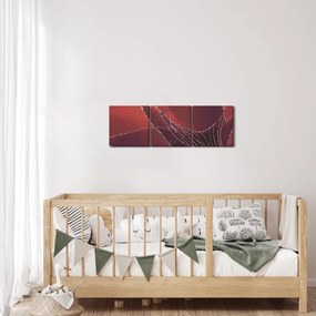 Tablou - Floare abstractă roșie N⁰2 (cu ceas) (90x30 cm)